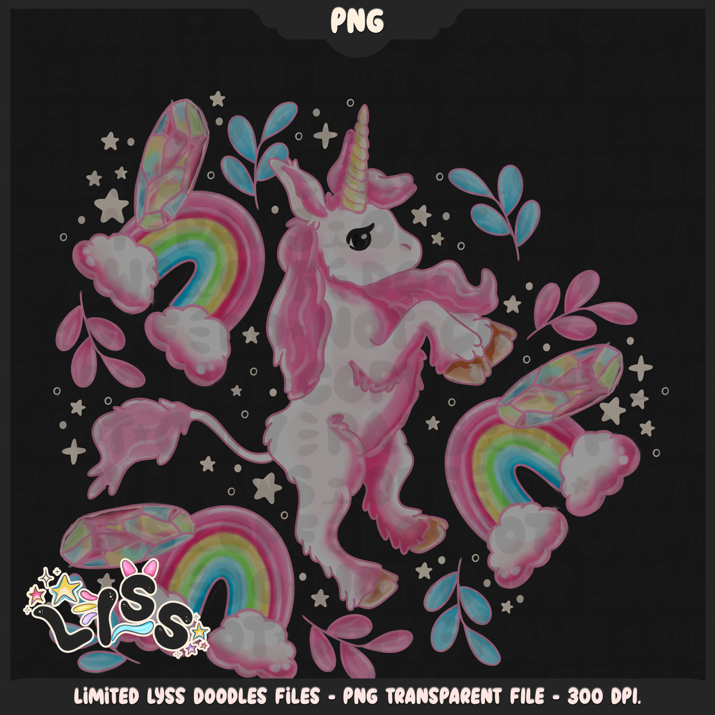 2024 - Lyss Doodles -  PNG Files - Mythical Unicorns - 24LD032