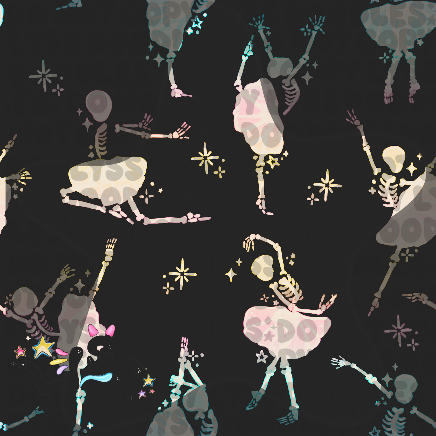 2023 - Lyss Doodles - Seamless - Mains - Skelly Collection - Ballerinas - 23LD003