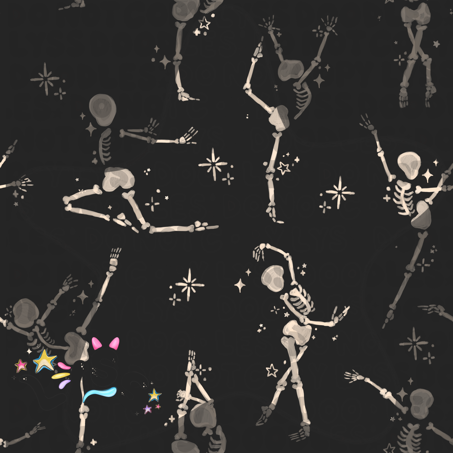 2023 - Lyss Doodles - Seamless - Mains - Skelly Collection - Ballerinas - 23LD003