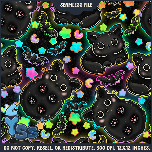 2025 - Lyss Doodles - Seamless - Mains - Bats & Cats - 25LD008