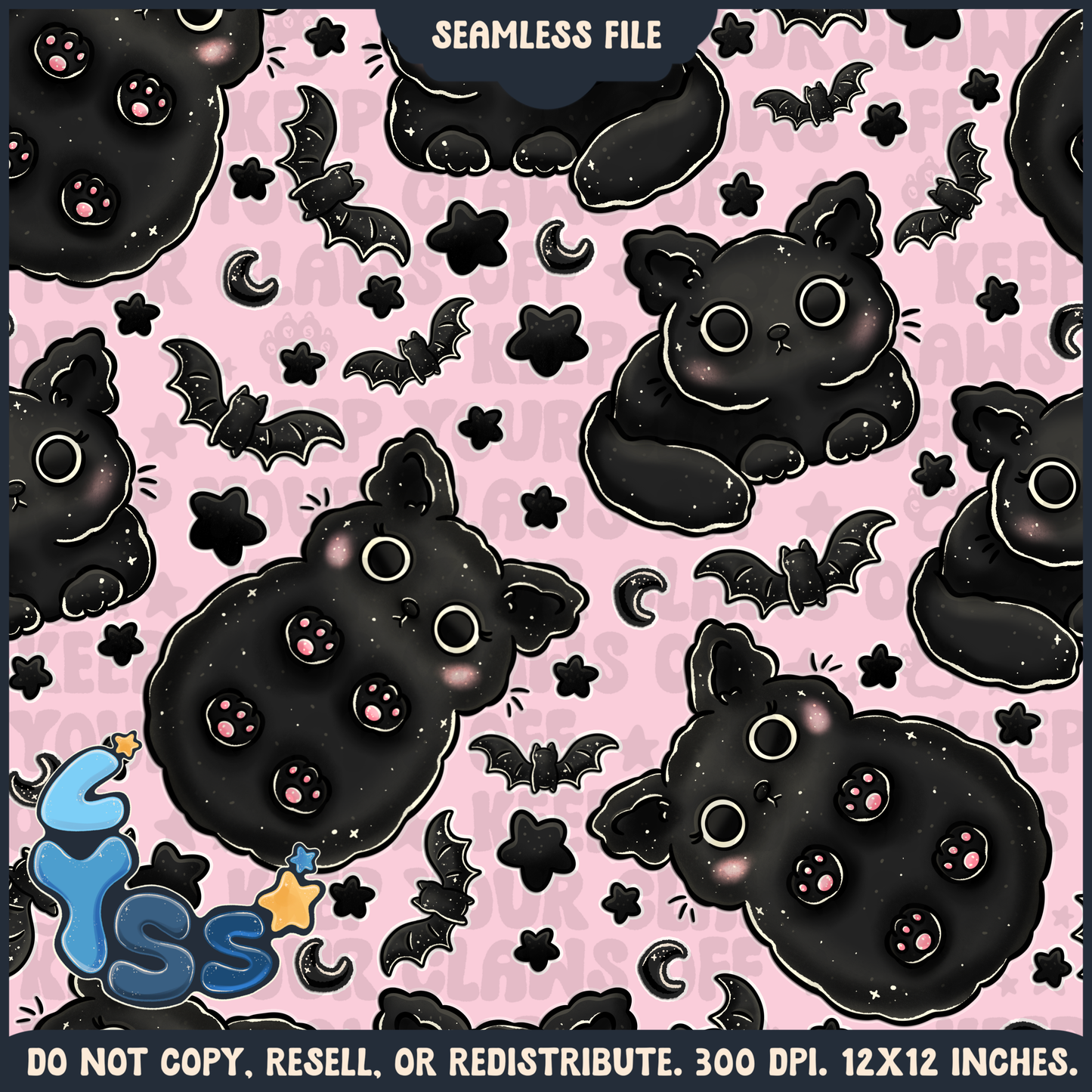 2025 - Lyss Doodles - Seamless - Mains - Bats & Cats - 25LD008