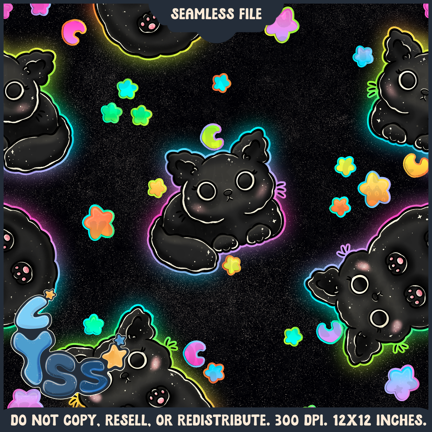 2025 - Lyss Doodles - Seamless - Mains - Bats & Cats - 25LD008