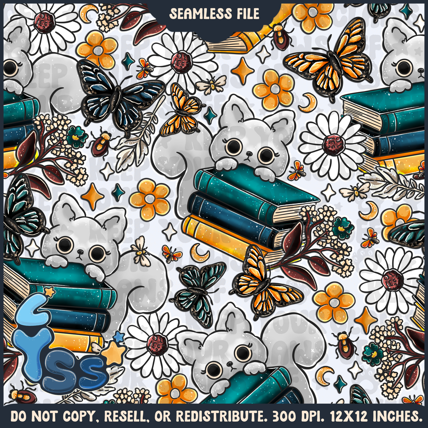 2025 - Lyss Doodles - Seamless - Mains - Bookish Garden - 25LD009