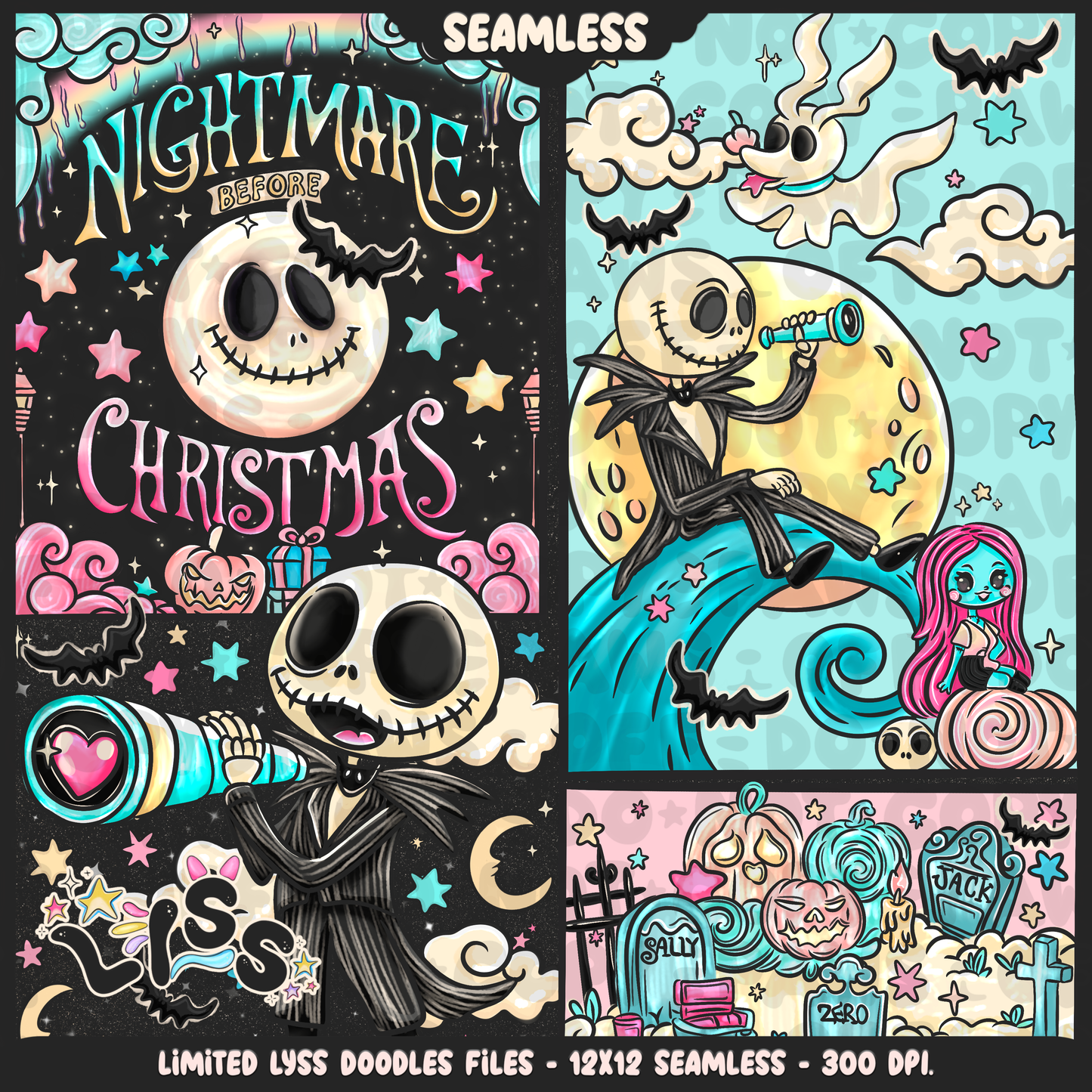 Lyss Doodles - Seamless - Mains - Celestial Nightmare - 24LD036