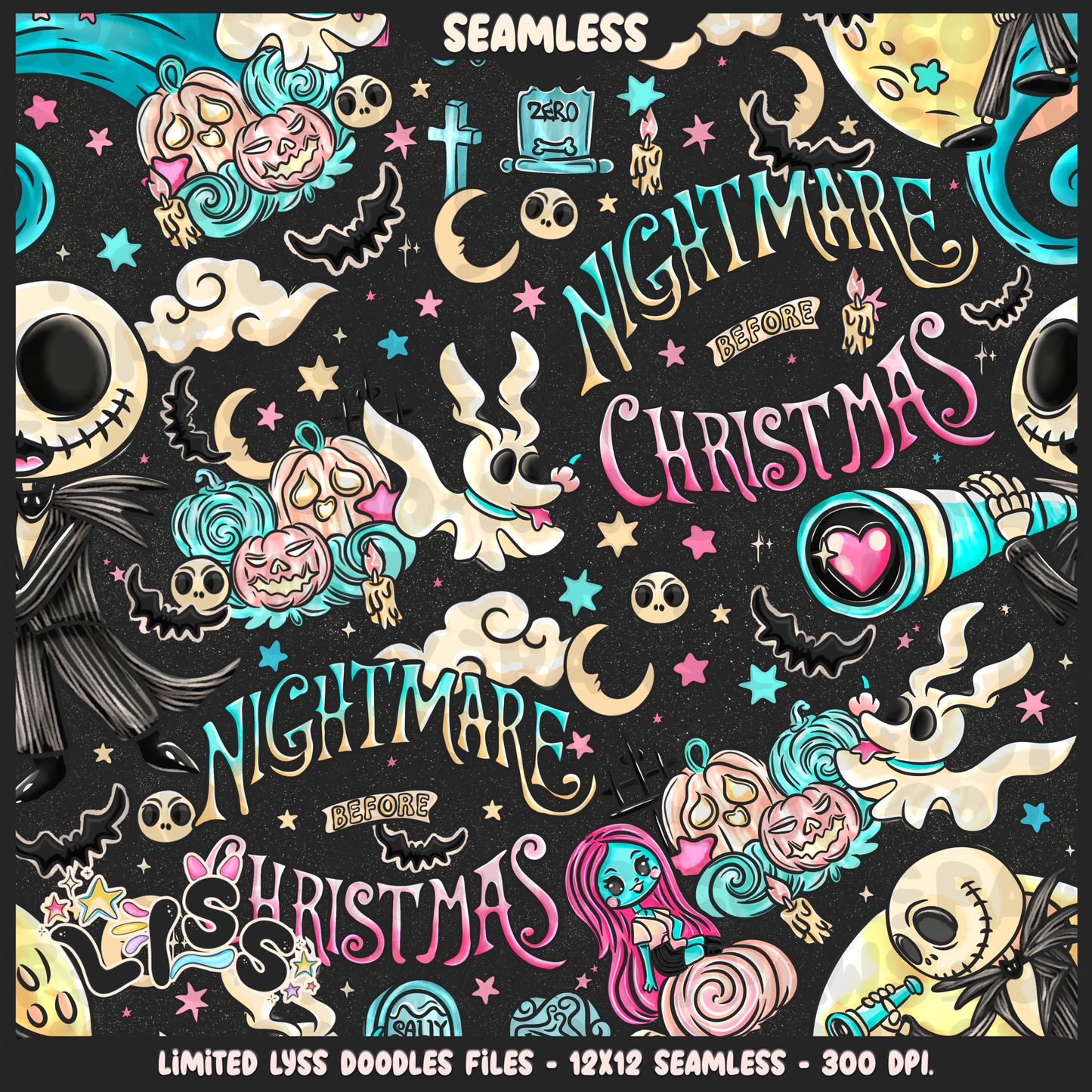 Lyss Doodles - Seamless - Mains - Celestial Nightmare - 24LD036