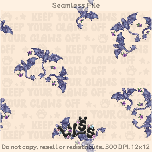 2025 - Lyss Doodles - Seamless - Mains - Dragon Riders - Floral - 25LD019