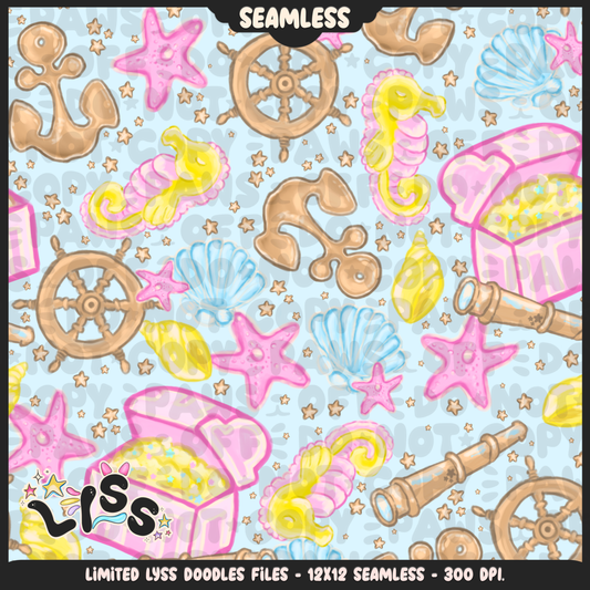 2024 - Lyss Doodles - Seamless - Mains - Floral Ocean