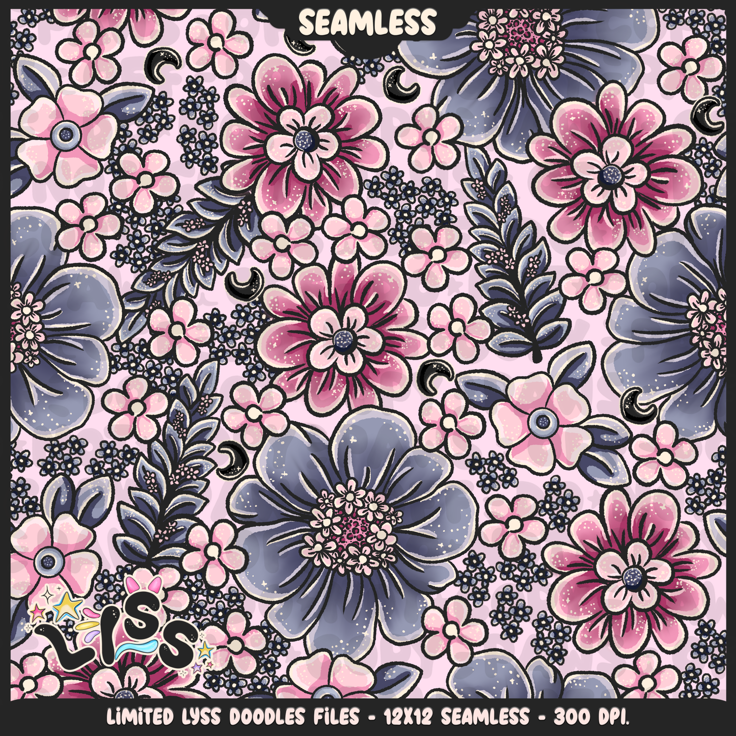 2024 - Lyss Doodles - Seamless - Coordinate - Gothic Bloom - 24LD069