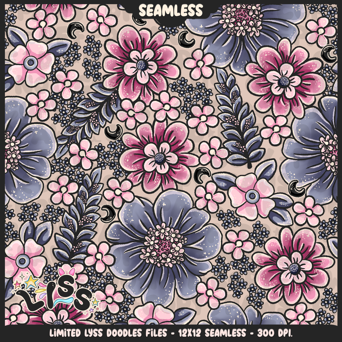 2024 - Lyss Doodles - Seamless - Coordinate - Gothic Bloom - 24LD069