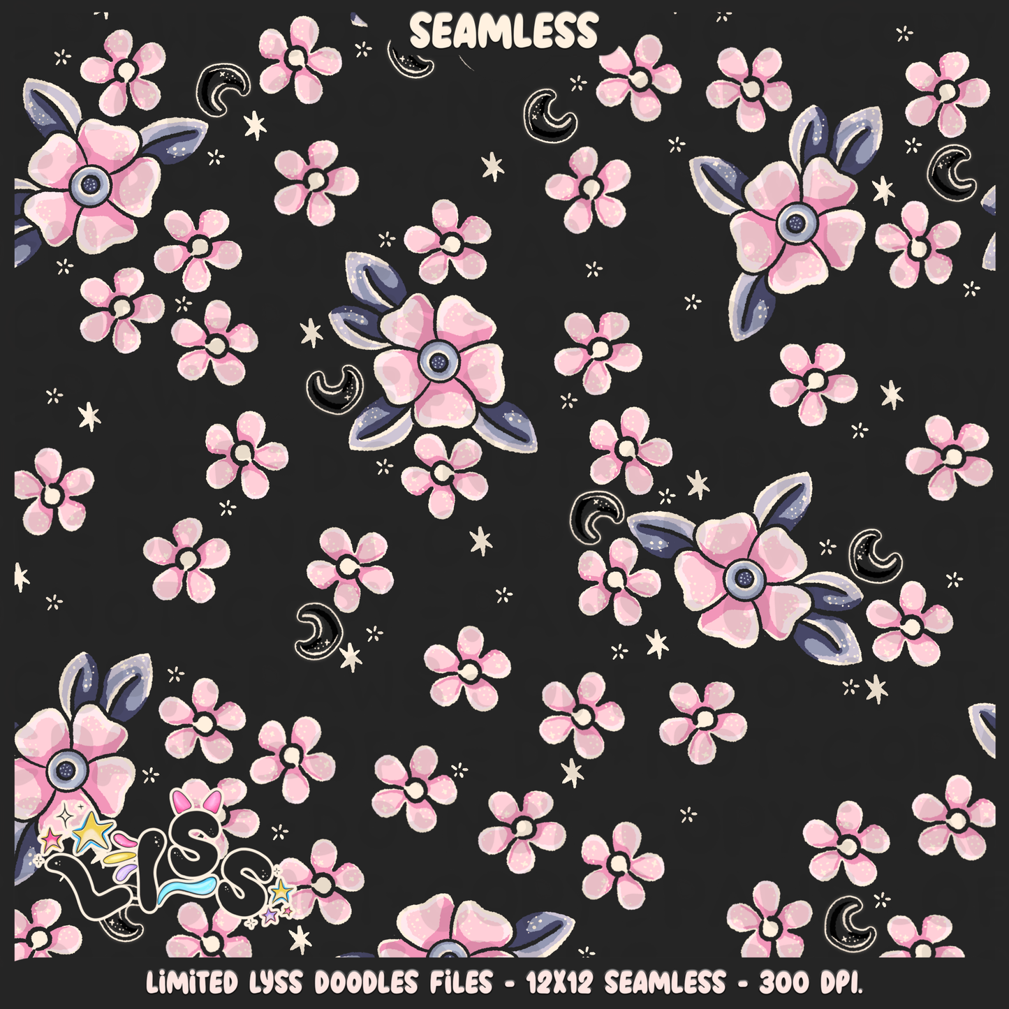 2024 - Lyss Doodles - Seamless - Coordinate - Gothic Bloom - 24LD069