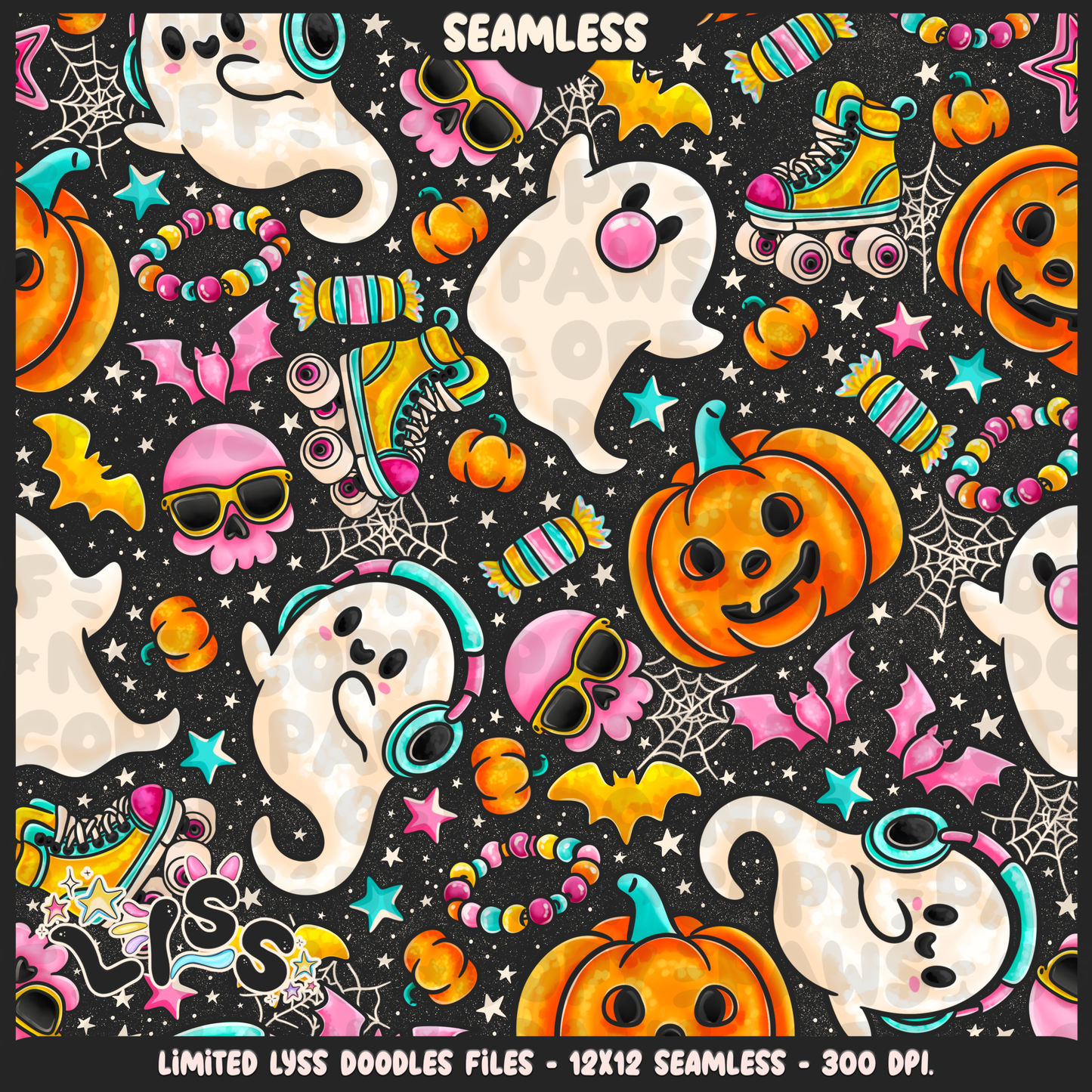 2024 - Lyss Doodles - Seamless - Mains - Nostalgic Halloween - 24LD050