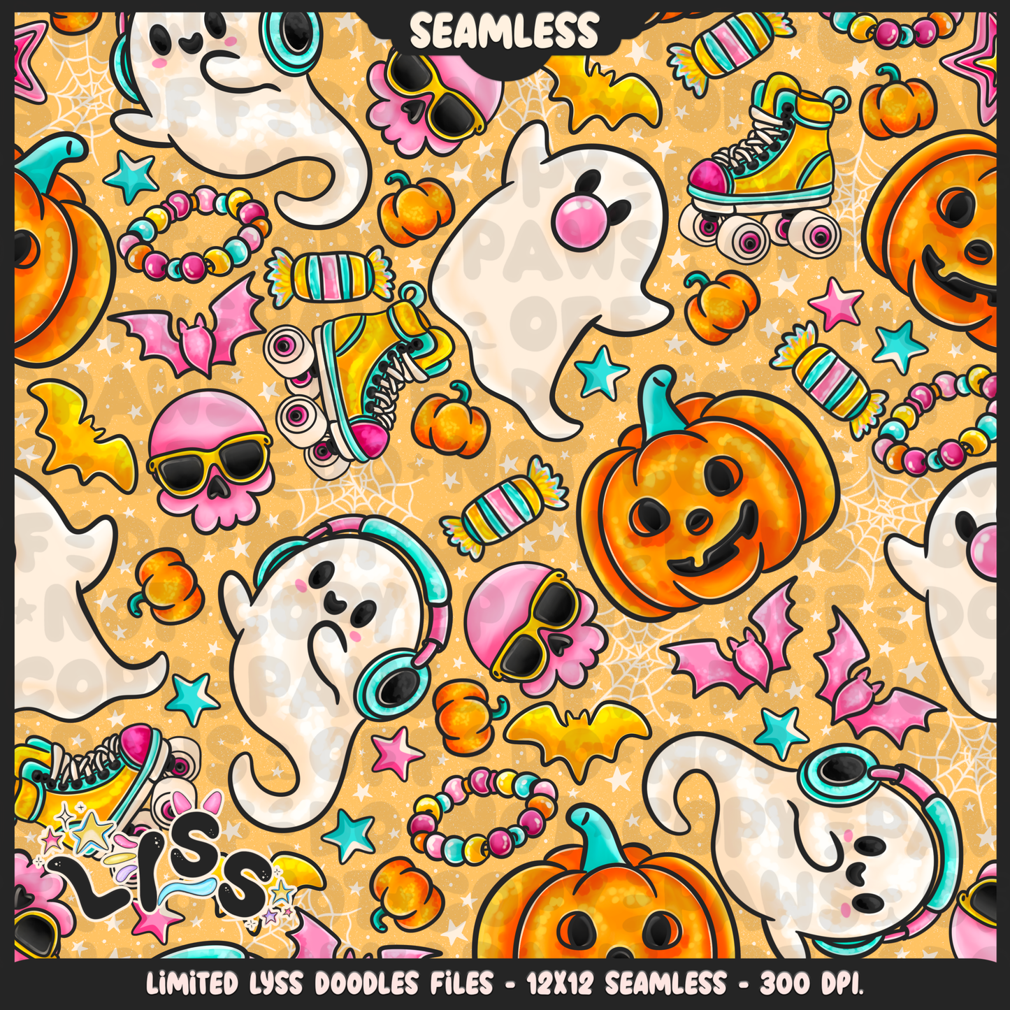 2024 - Lyss Doodles - Seamless - Mains - Nostalgic Halloween - 24LD050