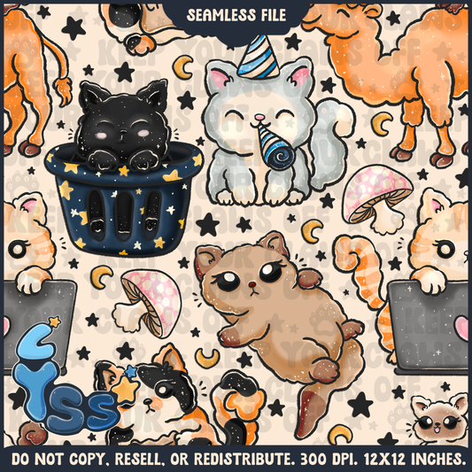 2024 - Lyss Doodles - Seamless - Mains - Cats - NW2