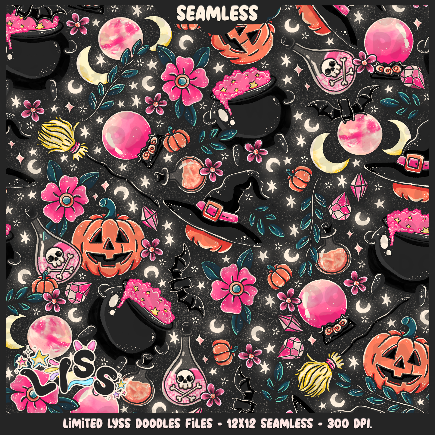 2024 - Lyss Doodles - Seamless - Mains - Halloween Magic - 24LD067