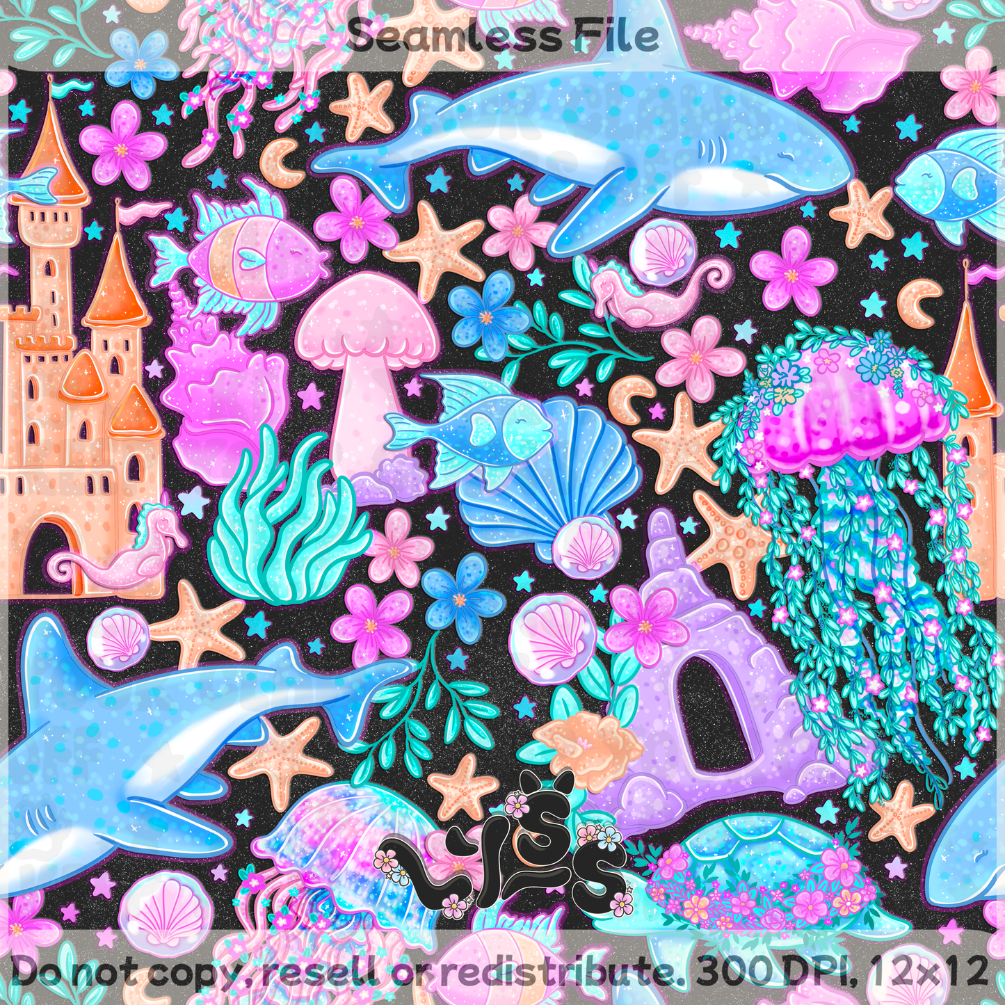 2025 - Lyss Doodles - Seamless - Lyss Doodles - Magical Ocean - 25LD027