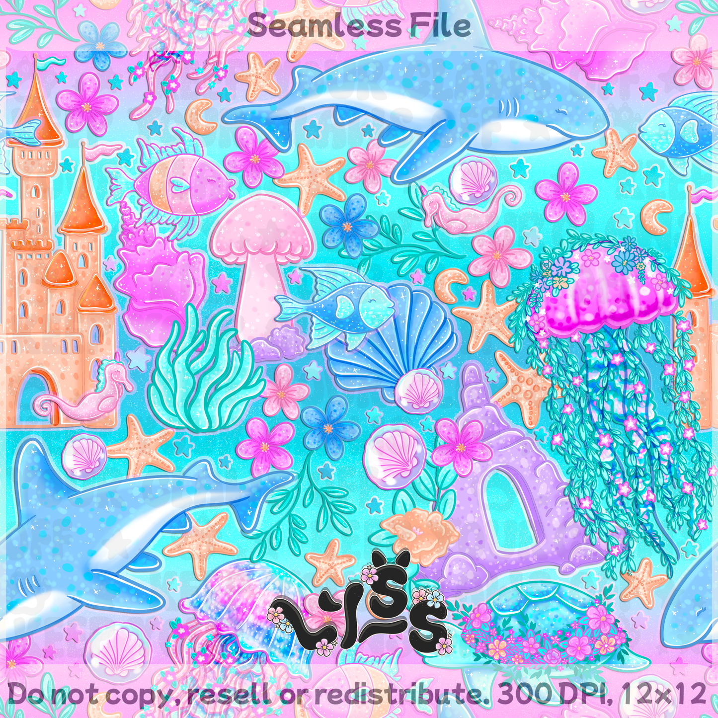 2025 - Lyss Doodles - Seamless - Lyss Doodles - Magical Ocean - 25LD027