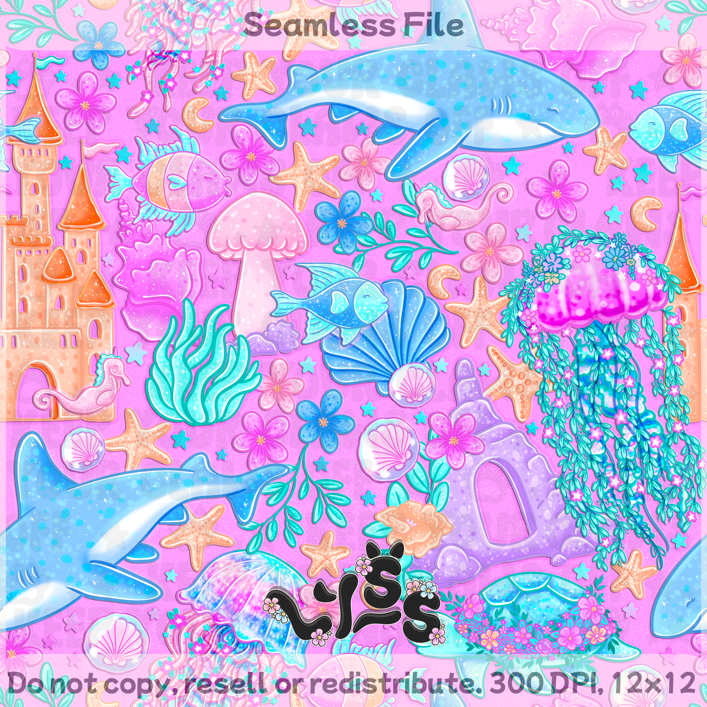 2025 - Lyss Doodles - Seamless - Lyss Doodles - Magical Ocean - 25LD027