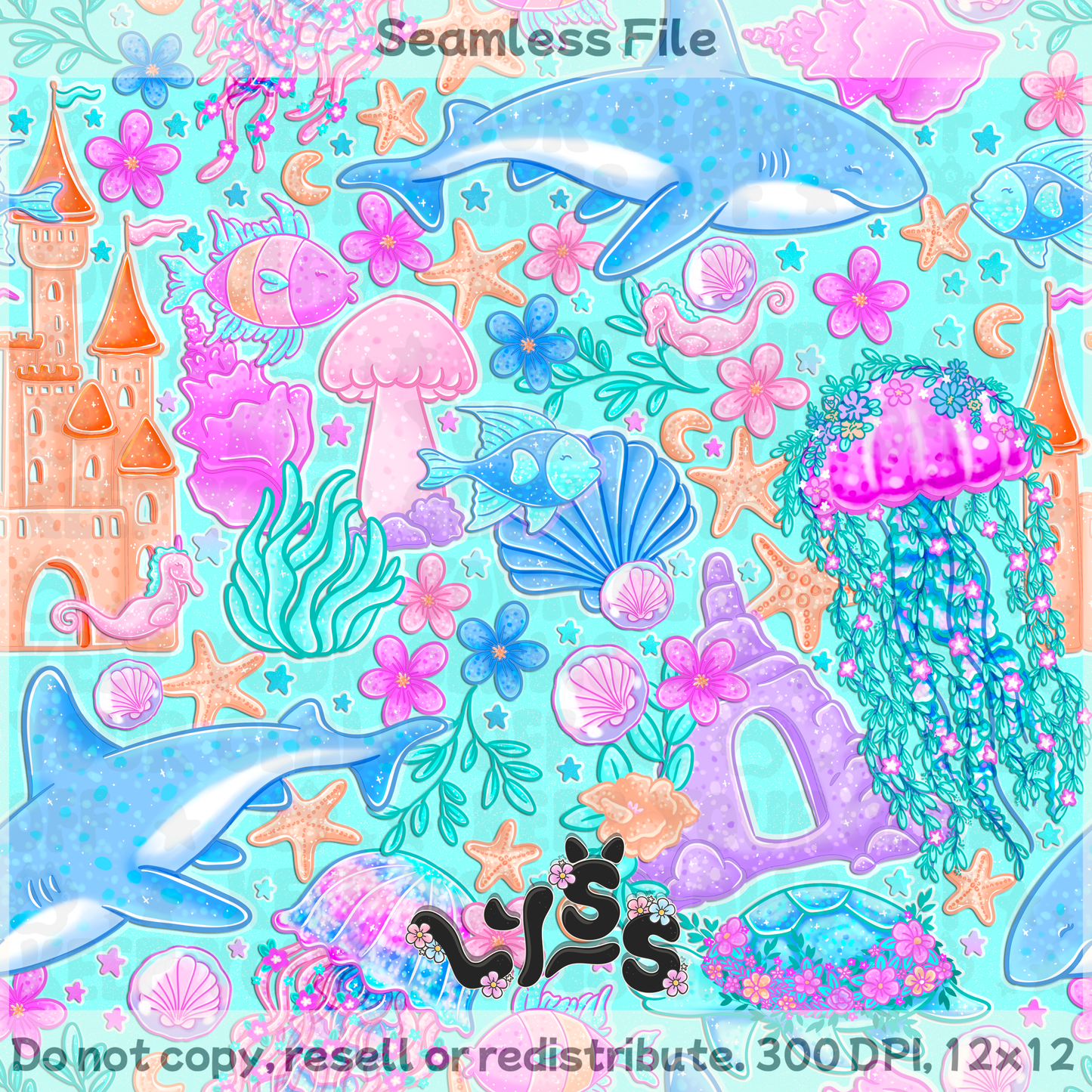 2025 - Lyss Doodles - Seamless - Lyss Doodles - Magical Ocean - 25LD027