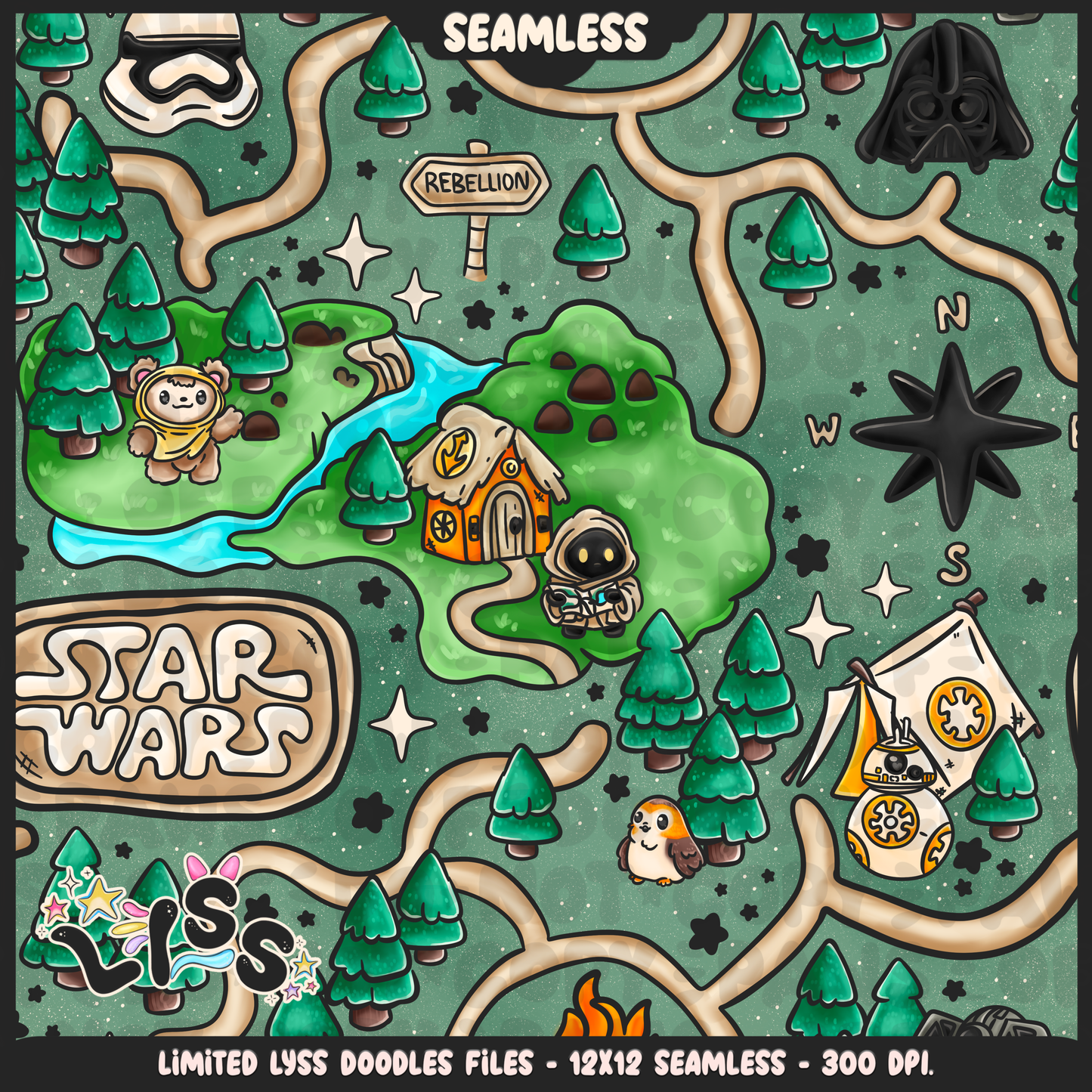 2024 - Lyss Doodles - Seamless - Mains - May Fourth Event - Adventure Wars - 24LD043