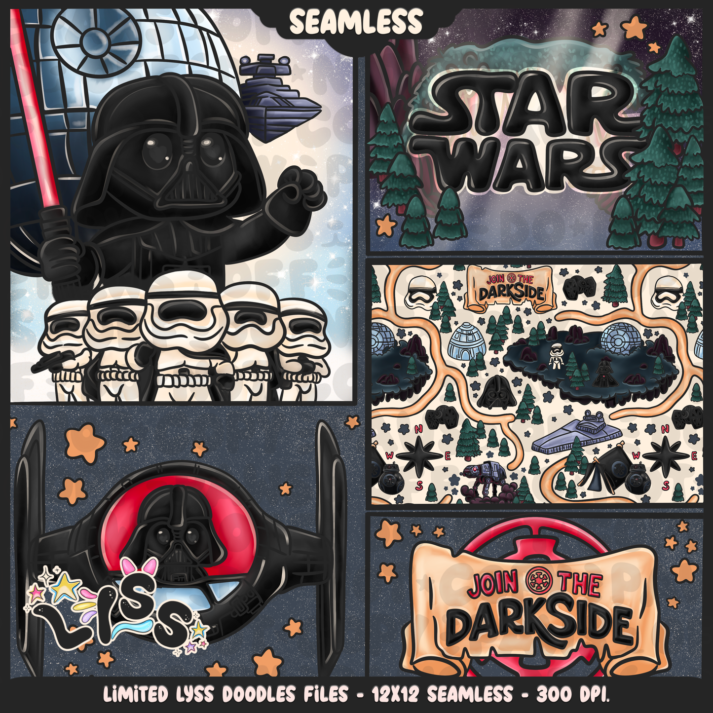 2024 - Lyss Doodles - Seamless - Mains - May Fourth Event - Sith Adventure - 24LD045