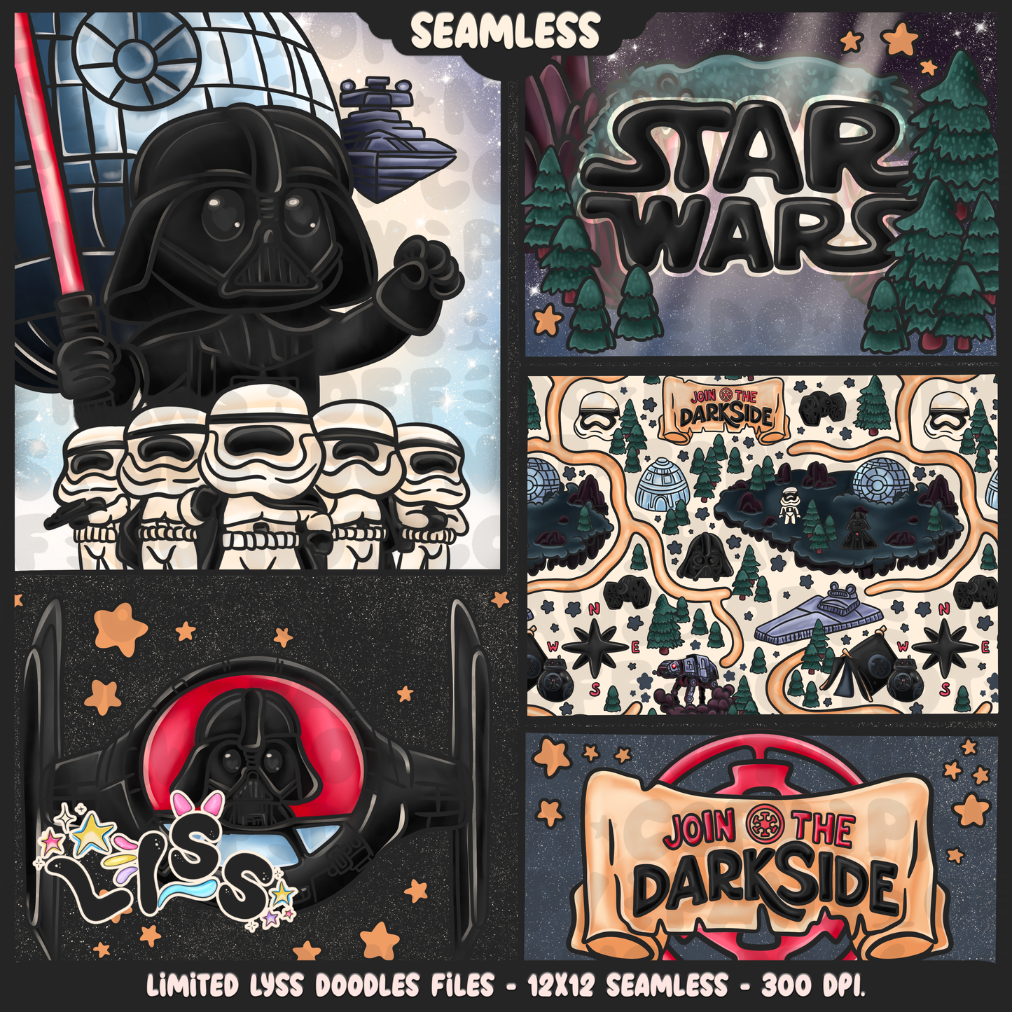 2024 - Lyss Doodles - Seamless - Mains - May Fourth Event - Sith Adventure - 24LD045