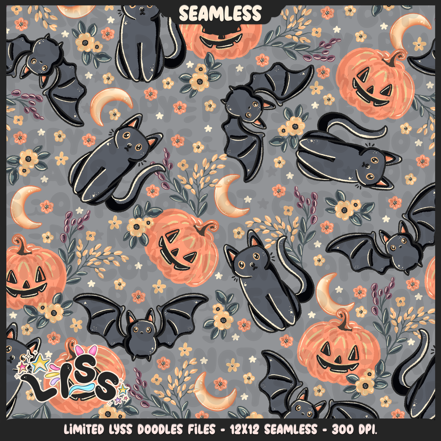 2024 - Lyss Doodles - Seamless - Mains - Midnight Autumn - 24LD063