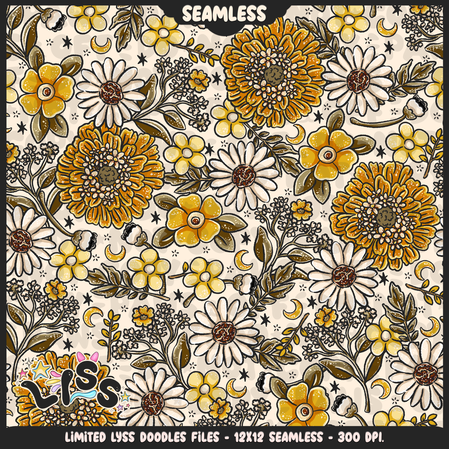 2024 - Lyss Doodles - Seamless - Mains - Moonlit Garden - 24LD071