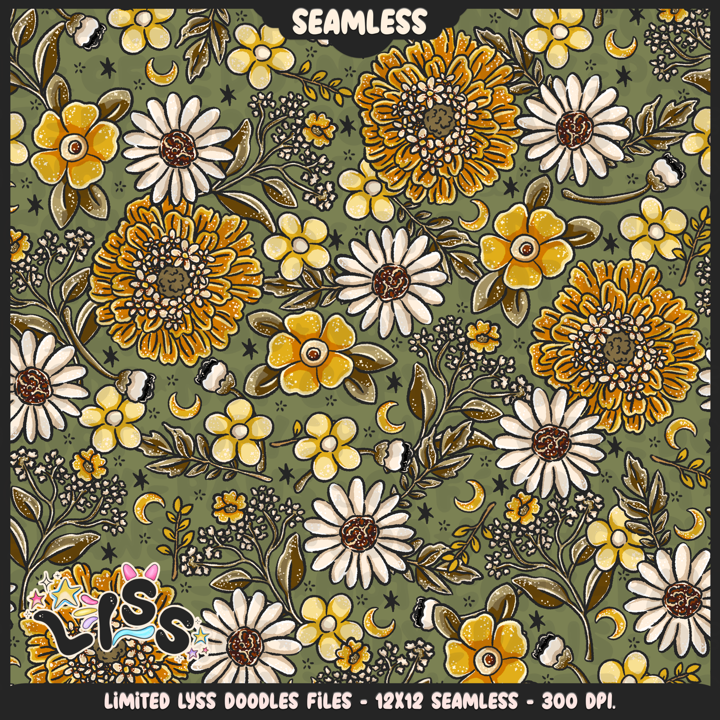 2024 - Lyss Doodles - Seamless - Mains - Moonlit Garden - 24LD071