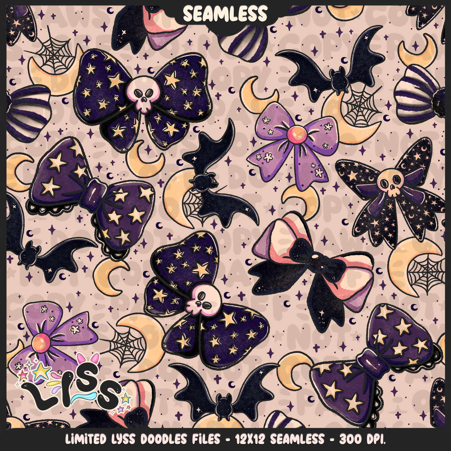 2024 - Lyss Doodles - Seamless - Mains - Spooky Bows - 24LD062