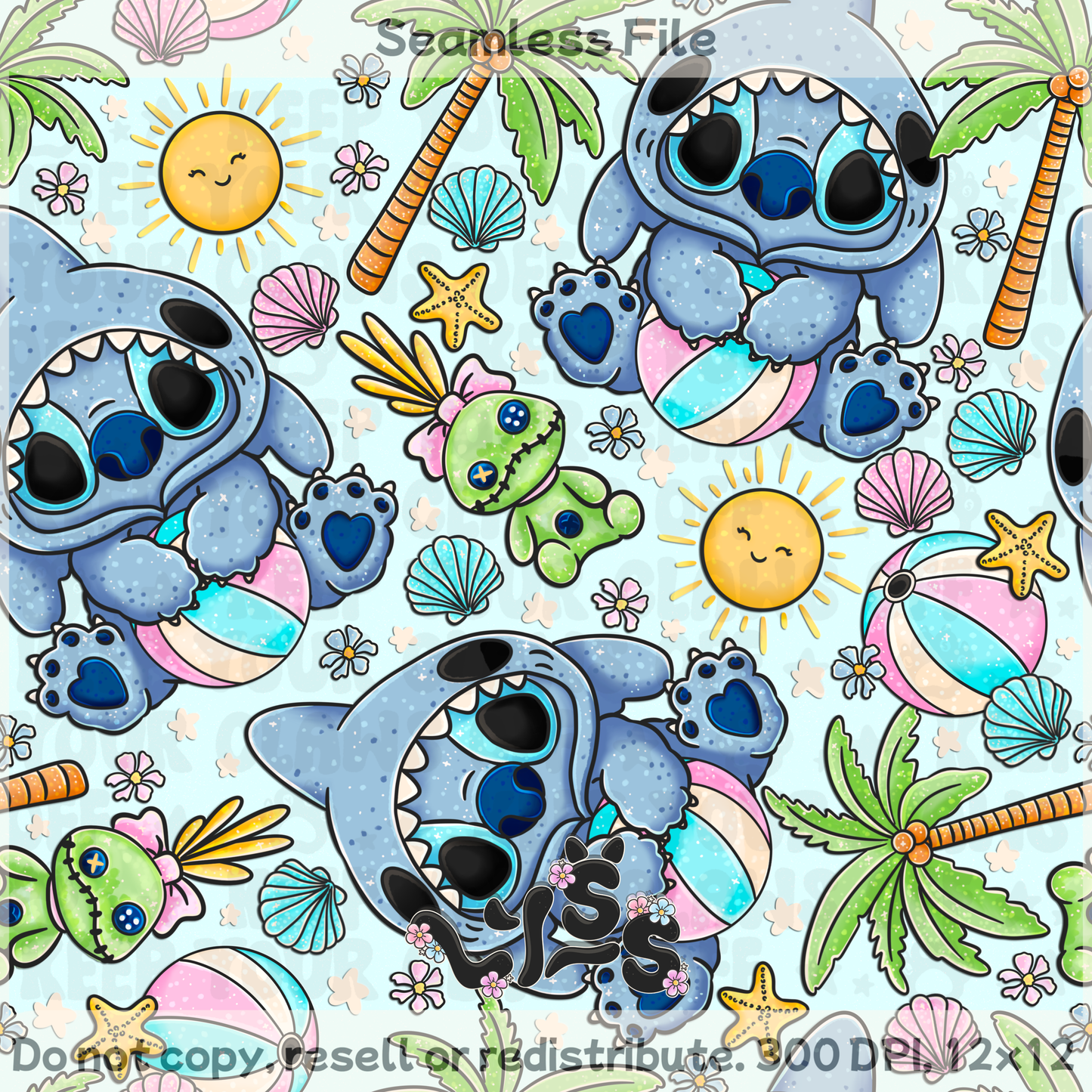 2025 - Lyss Doodles - Seamless - Summer Monster - 25LD022