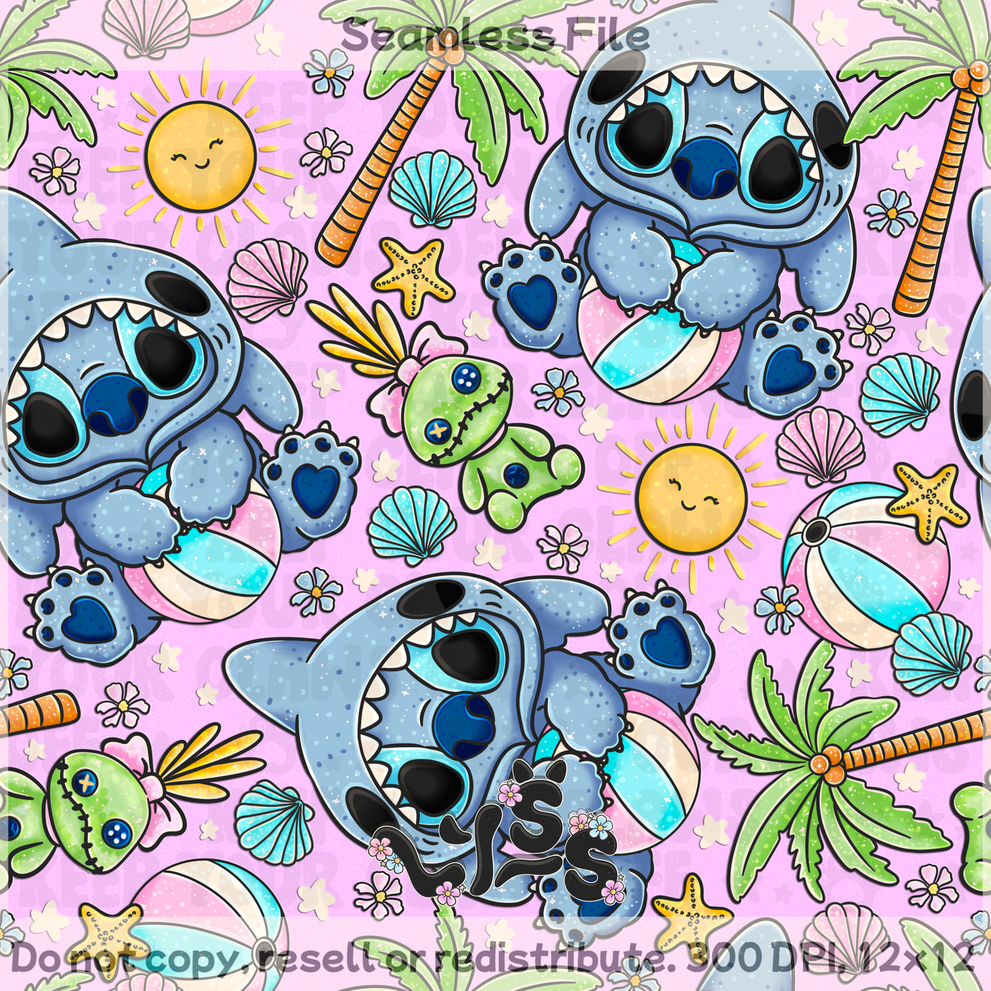 2025 - Lyss Doodles - Seamless - Summer Monster - 25LD022