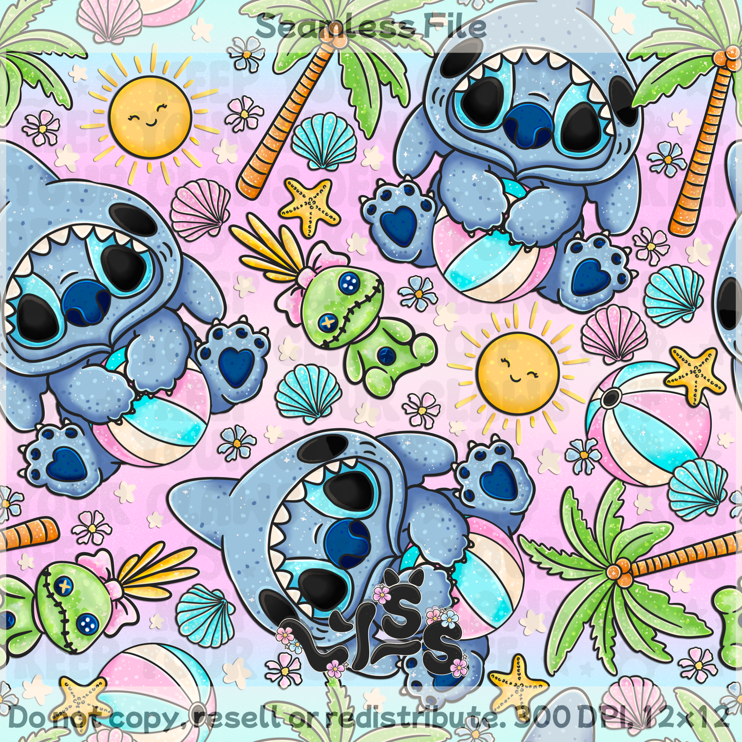 2025 - Lyss Doodles - Seamless - Summer Monster - 25LD022