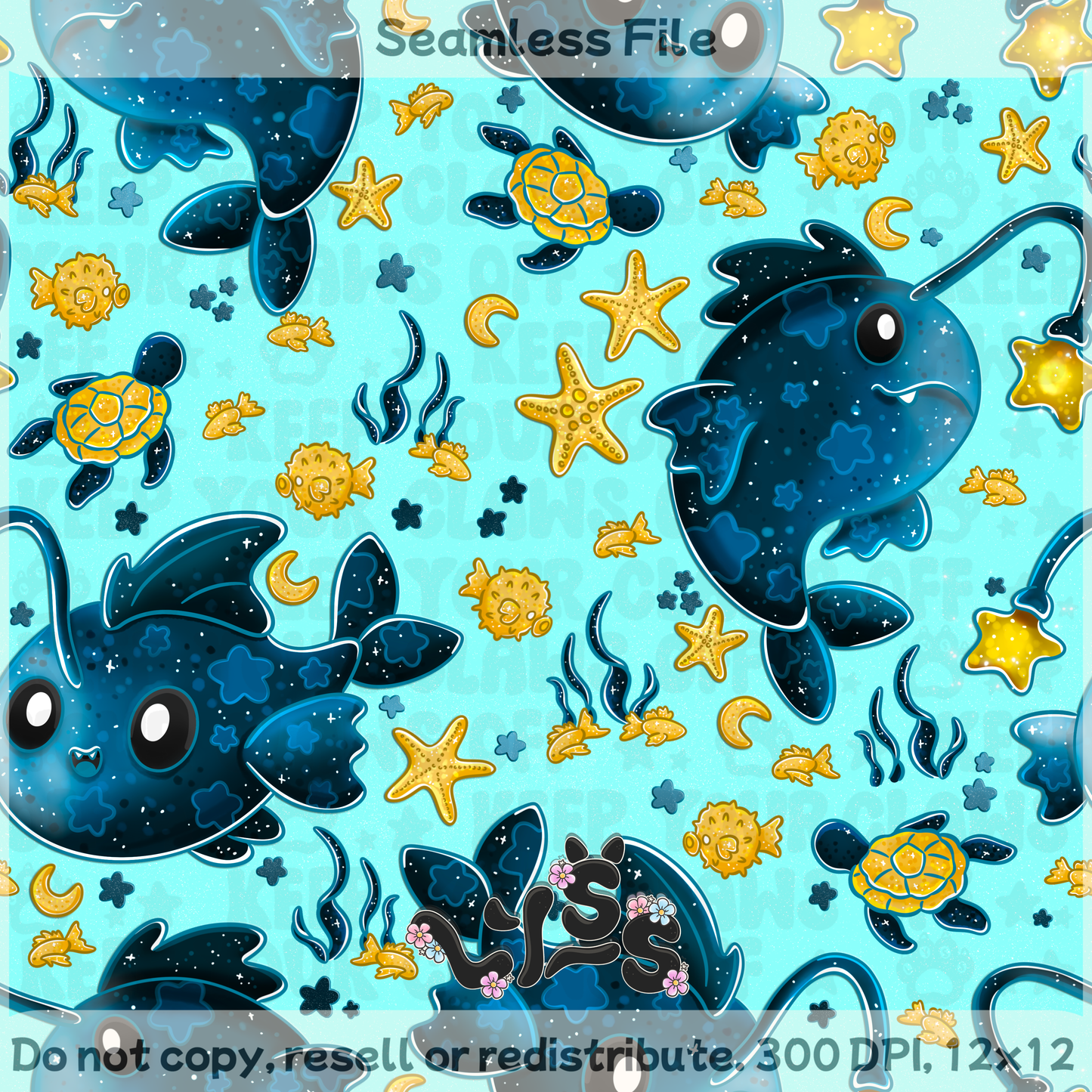 2025 - Lyss Doodles - Seamless - Lyss Doodles - Twilight Tide - 25LD029