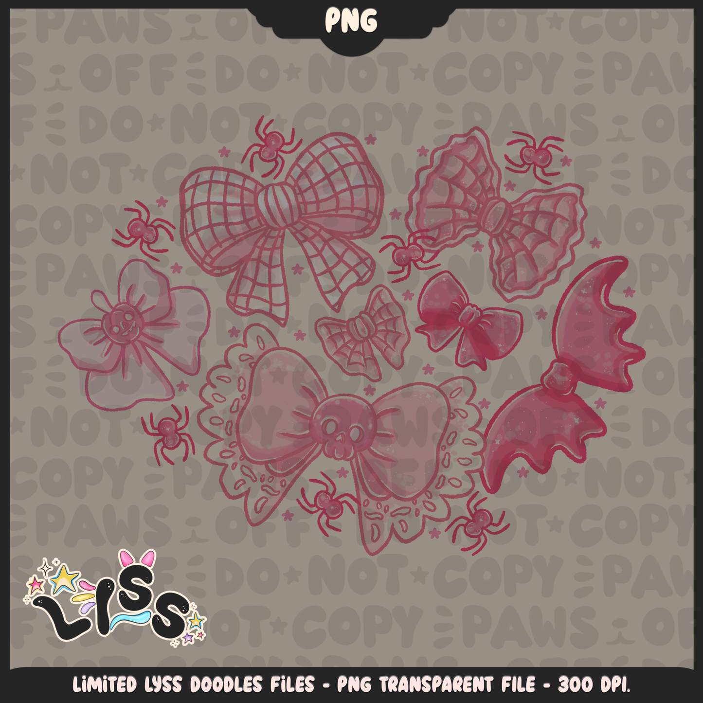 2024 - Lyss Doodles -  PNG Files - Spooky Bows - 24LD065