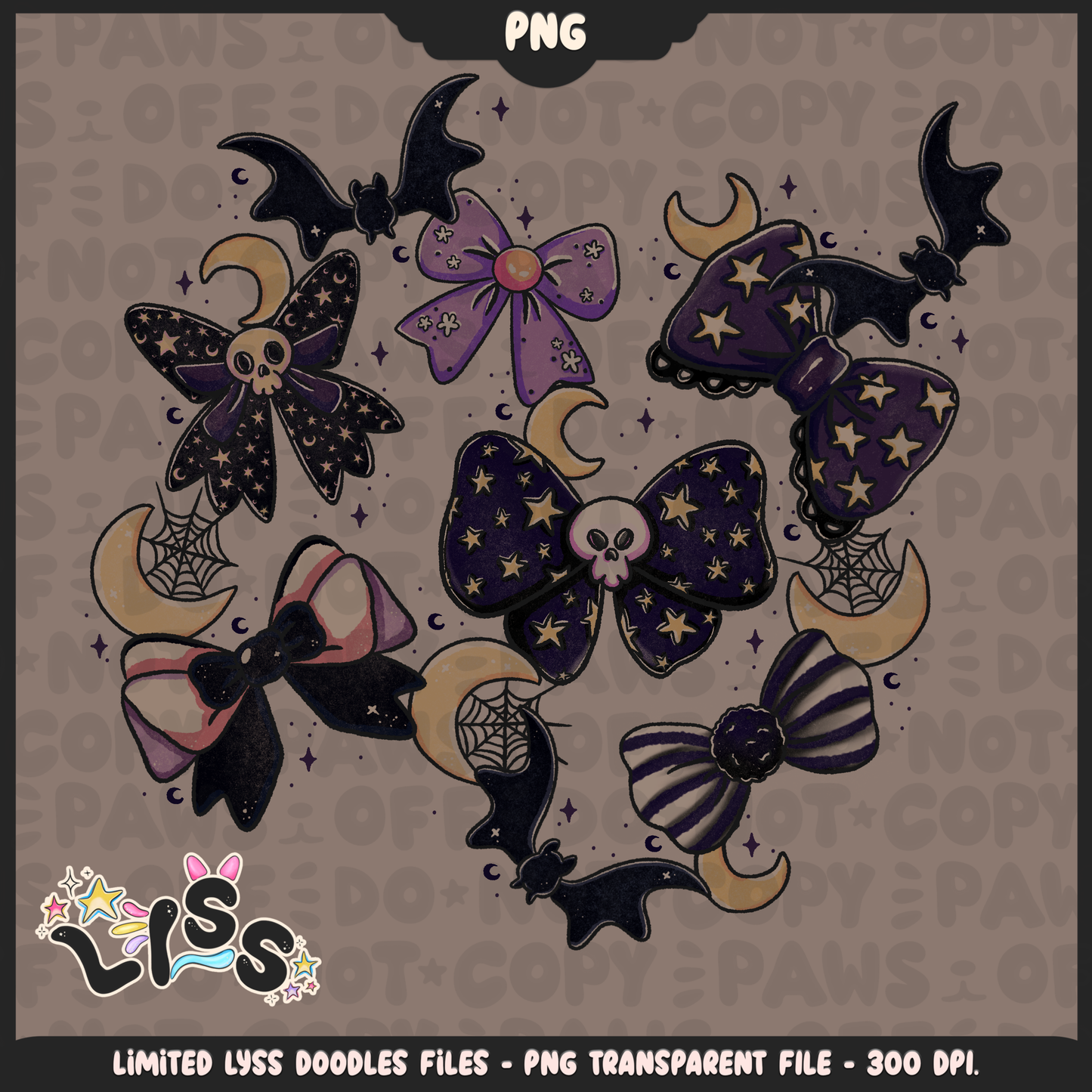 2024 - Lyss Doodles -  PNG Files - Spooky Bows - 24LD062